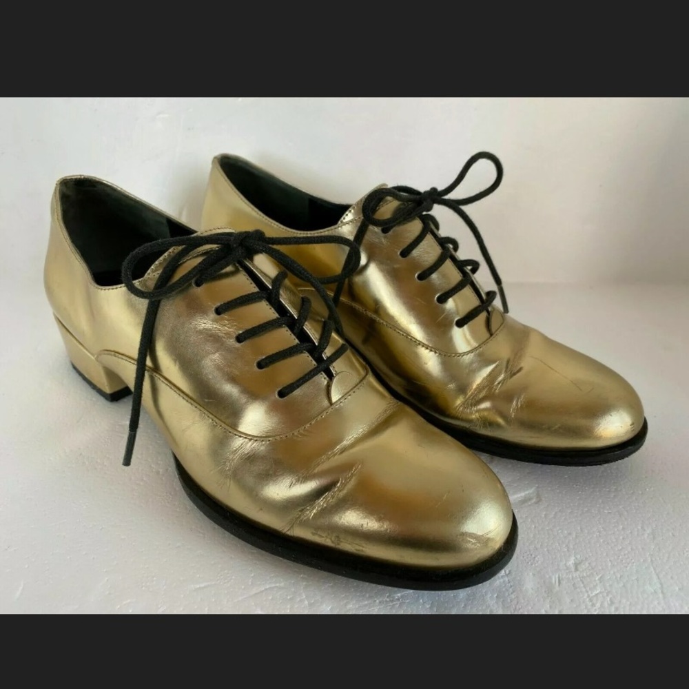 PIERRE BALMAIN Metallic Gold Leather Loafers 6/36